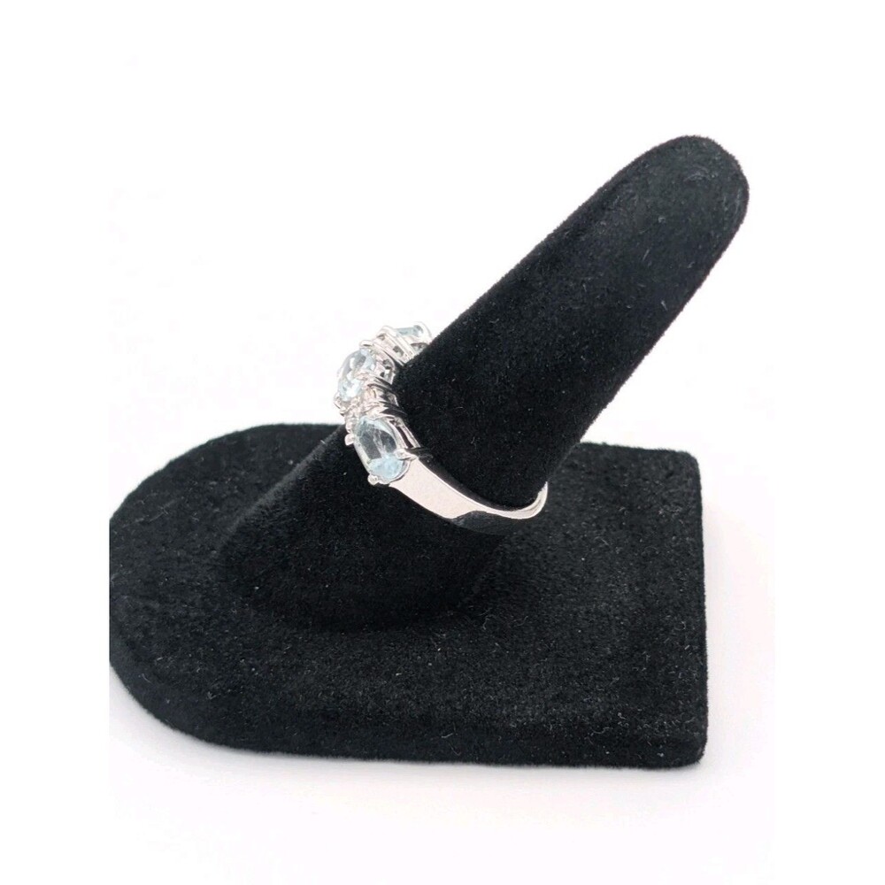 Light Blue Topaz Cubic Zirconia 925 Plated Silver Ring 1.6 Carat 2.95g - Picture 3 of 10